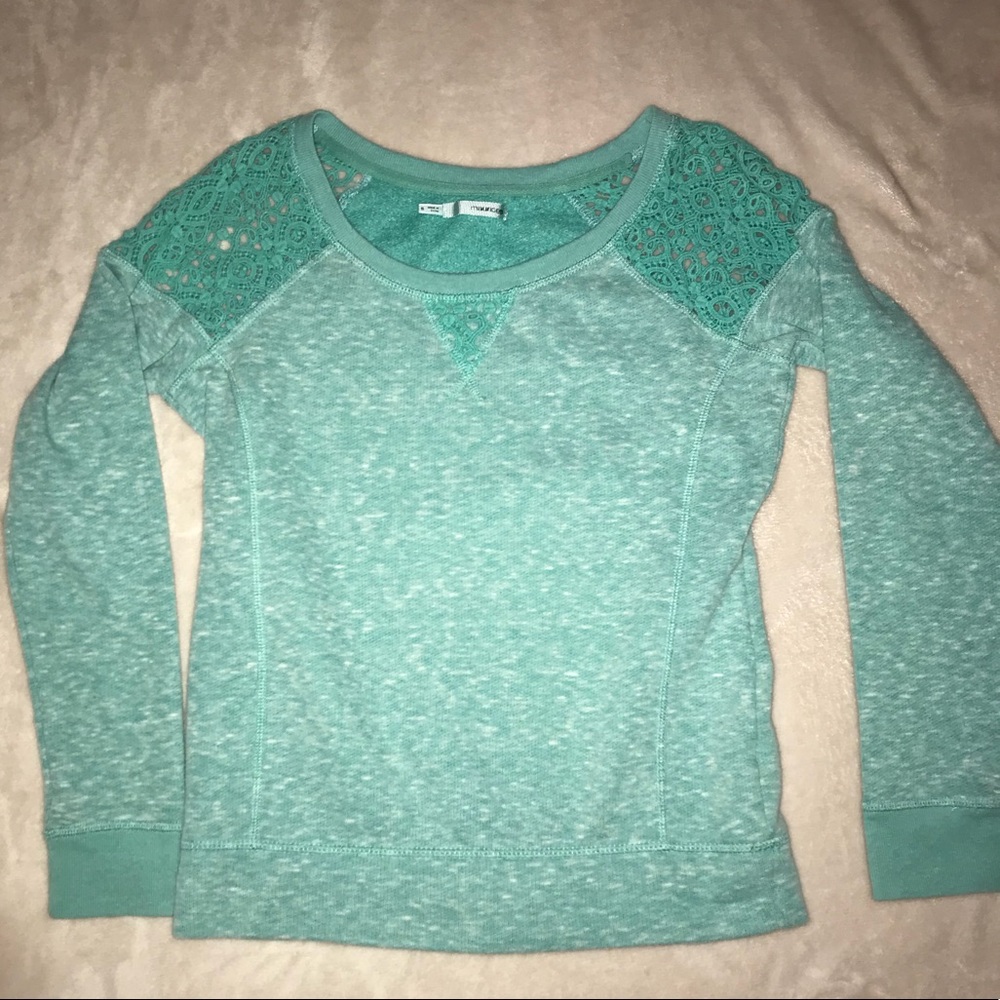 Blue sweater with lace from Maurice’s.